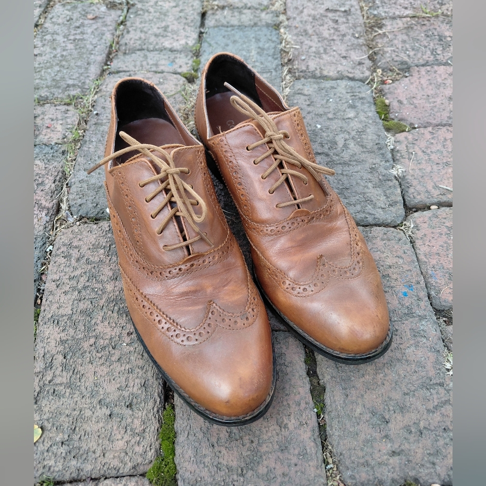 Cole Haan brown leather wingtip front dapper modern oxford preppy shoes Womens 9